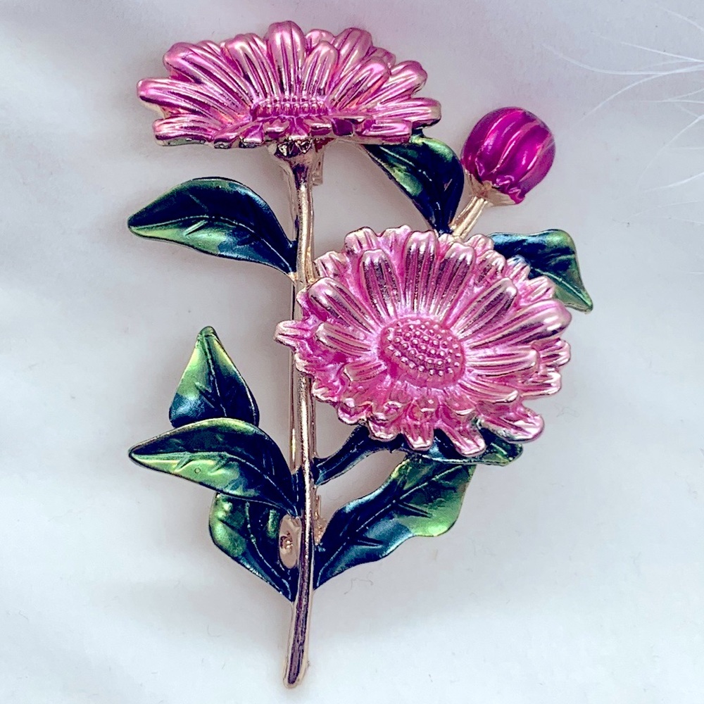 Big Pink Flowers Bouquet Brooch